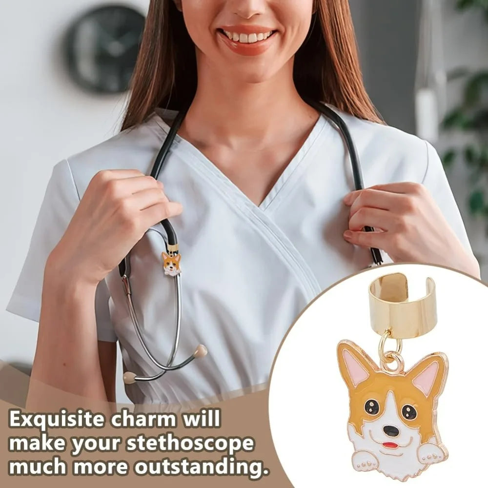 12Pcs Dog Stethoscope Charms 1-1.4 Inch Alloy en Retriever Stethoscopes Tag Pendant ID Name Tag Charm Shiba