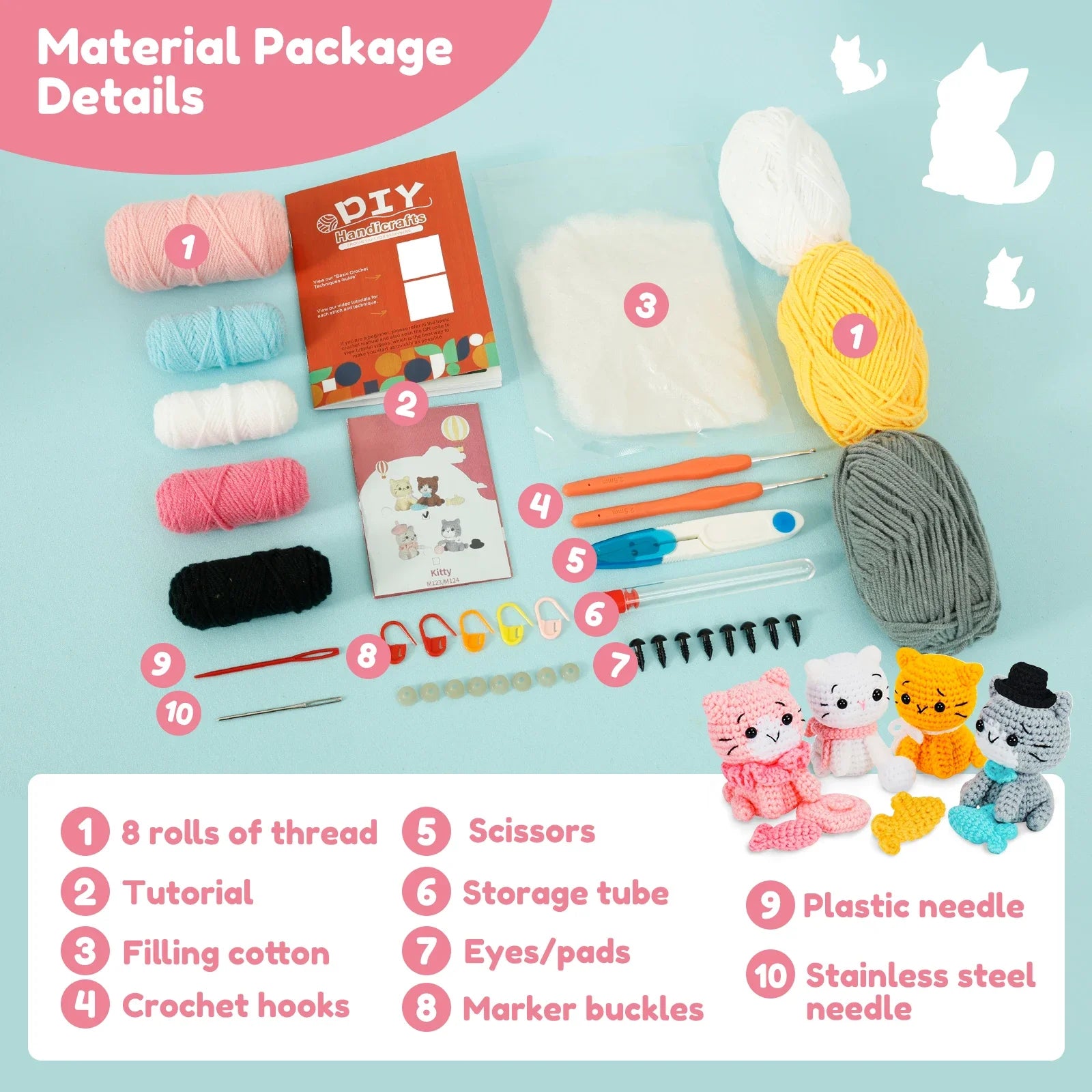 Beginners DIY Knitting Craft KitCrochet with Accessories and Tutorial