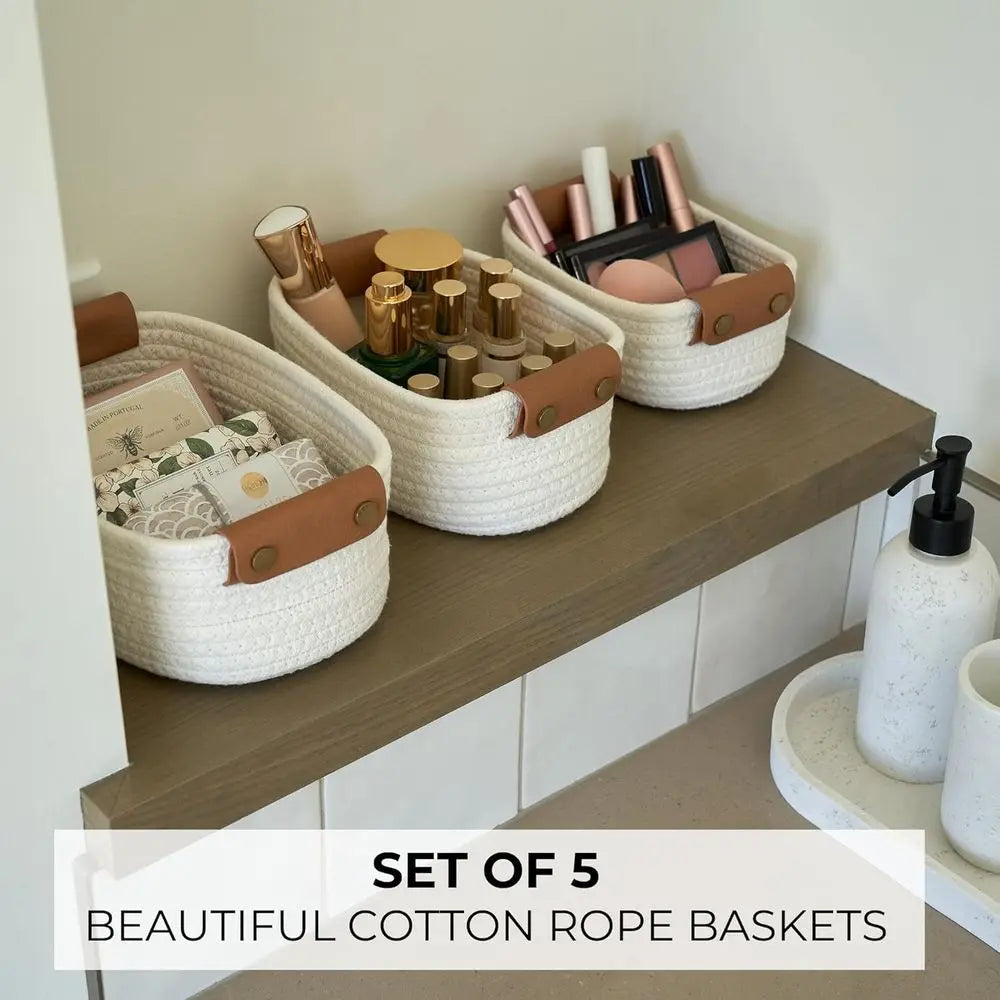 Beautiful Storage Basket Set of 5 -great for storning craft materals yarn and crochet and knitting needles.