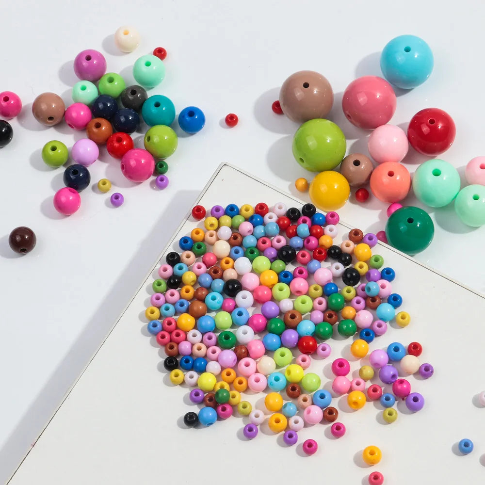50pcs 8/10mm Dual Color Glass Round Loose Spacer Beads Jewelry Making