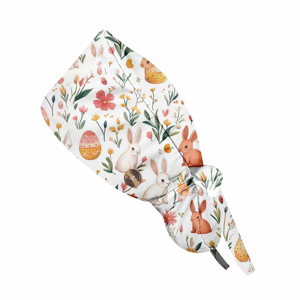 Fashion Easter Printed Nurse Hat Casual Women's Ponytail Hats Washing Hats Baotou Hat Dustproof Hat Nursing Work Hats