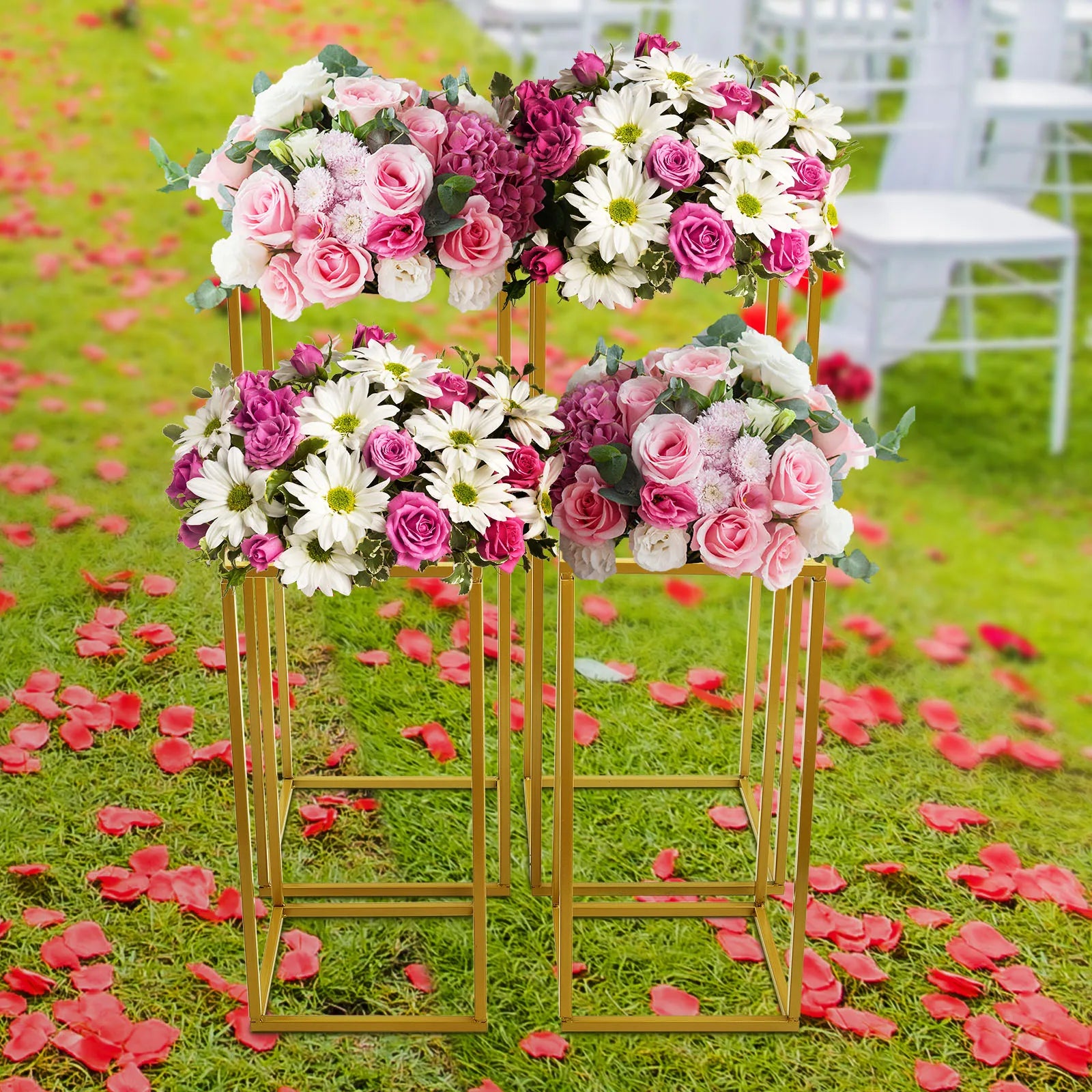 4 Piece Gold 
Flower Stand Set  Tall  DIY Decoration Holder