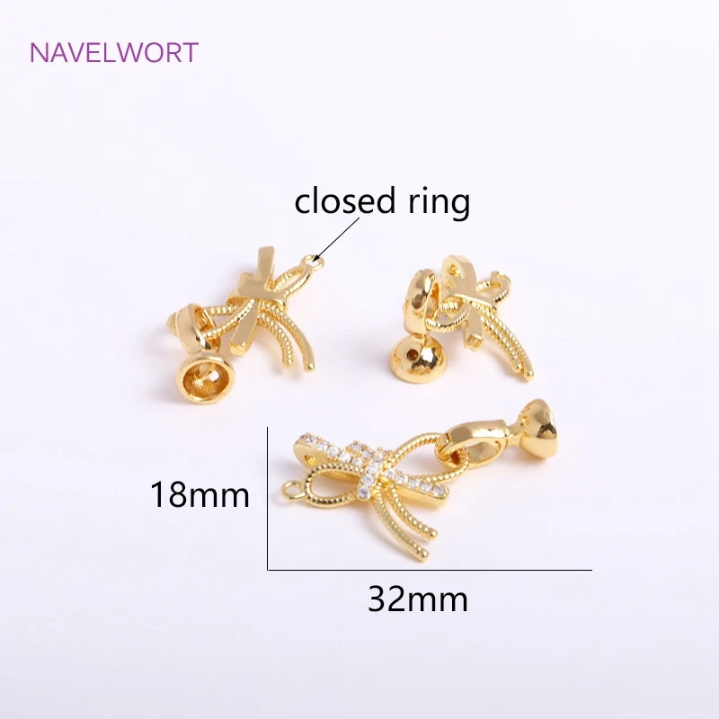 DIY Jewelry Accessories Inlaid Zircon Pearl Clasps Connectors 18K Gold Plated Pearl Clasps Fastener For Necklace Making Findings