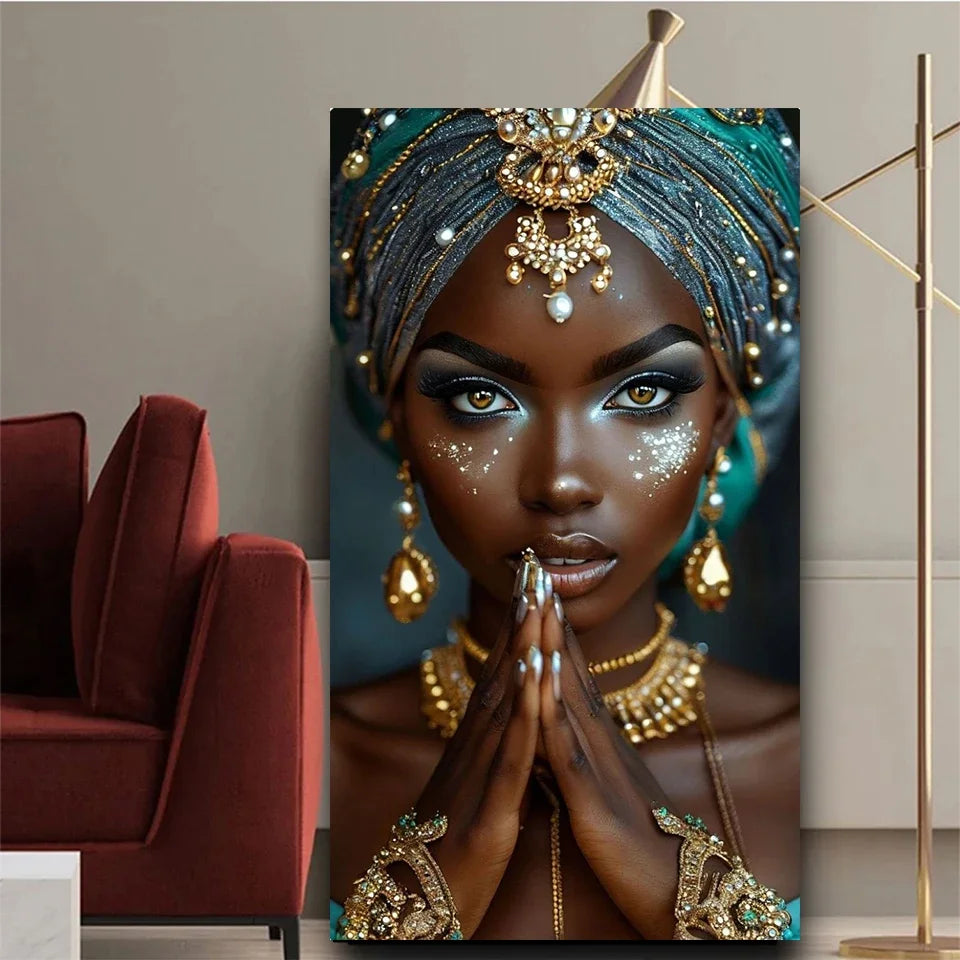 Beautiful African Woman Wearing Colored Headscarf DIY Diamond Painting New 2026.