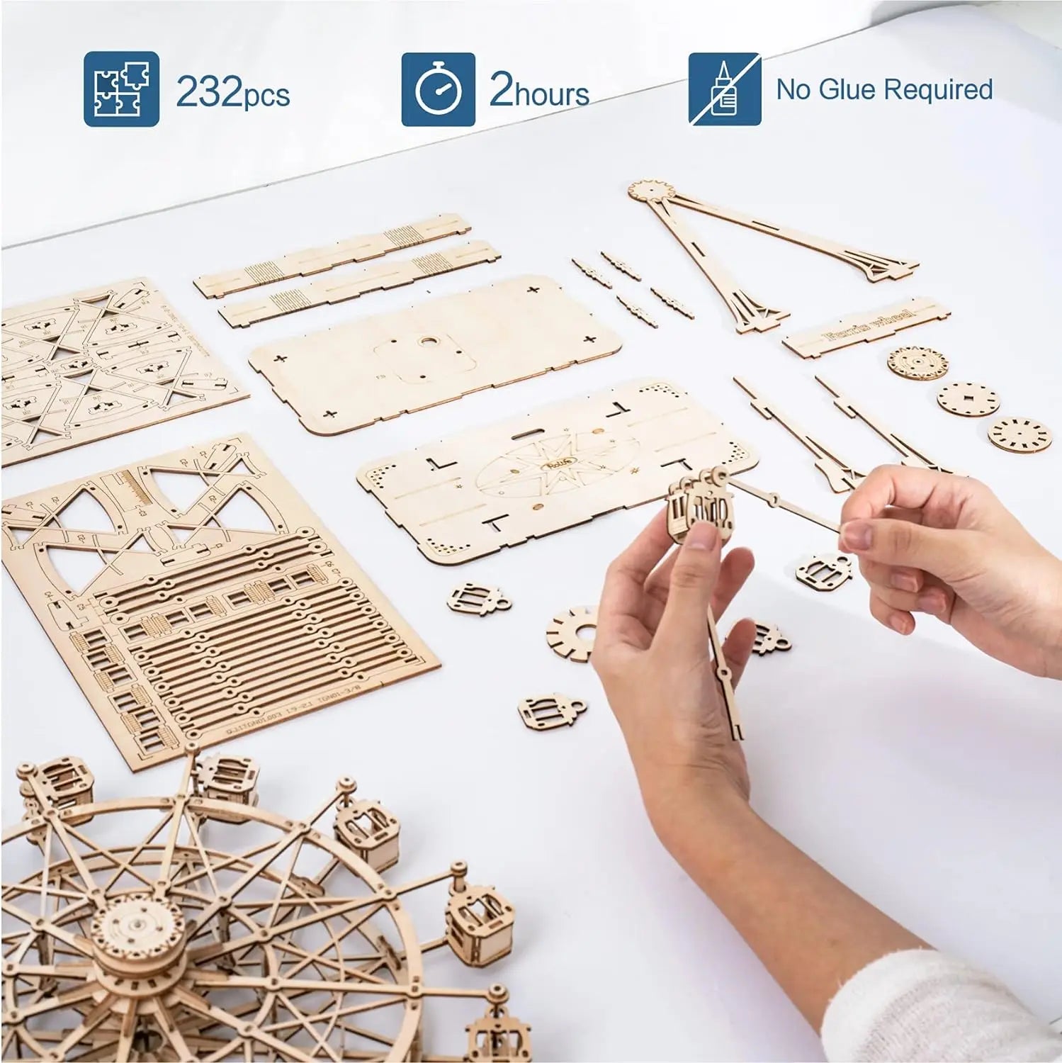 3D Puzzle Ferris Wheel Music Box Model Kit. For Children and adults crafting DIY, Unisex.