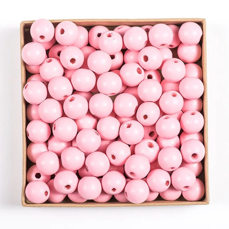 Wooden Beads Multi Colors Round Shaped DIY Craft Bracelet Necklaces Jewelry Accessories