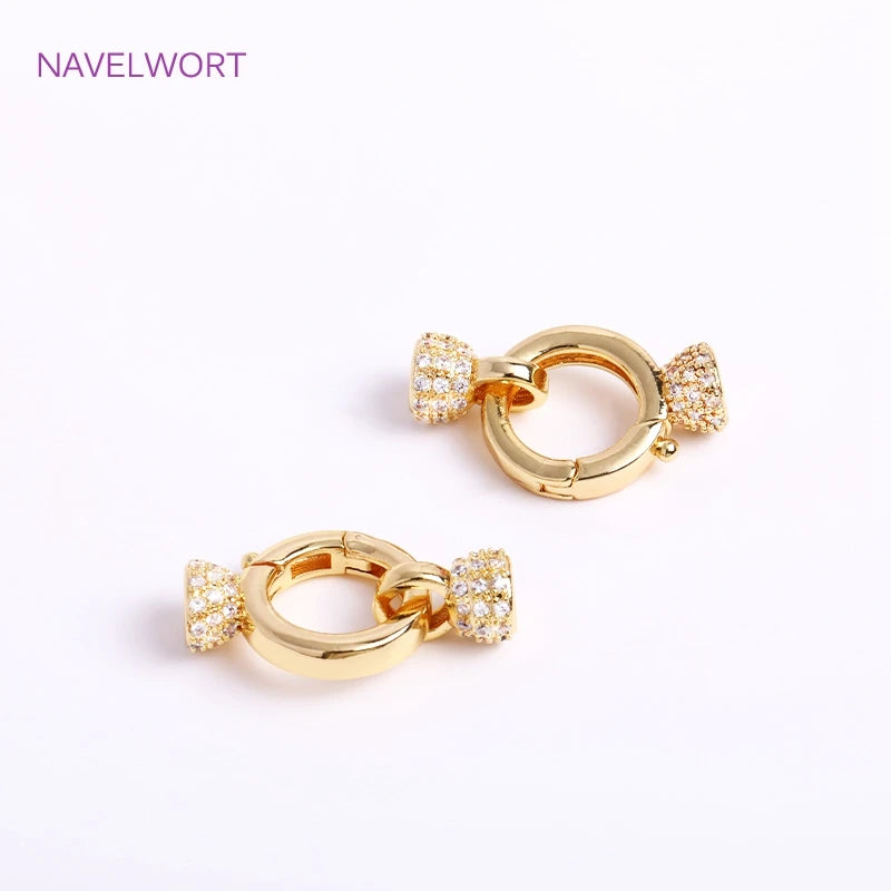 DIY Jewelry Accessories Inlaid Zircon Pearl Clasps Connectors 18K Gold Plated Pearl Clasps Fastener For Necklace Making Findings