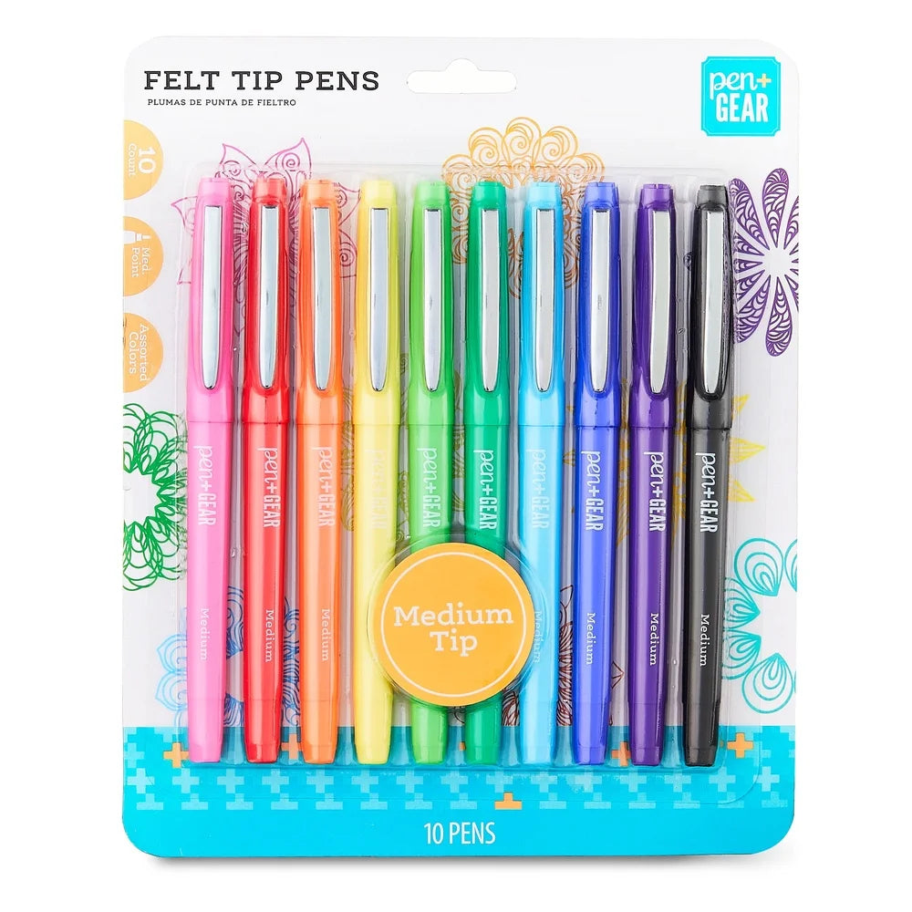 Assorted Felt Tip Markers , Quick Dry Smudge Proof No Bleed