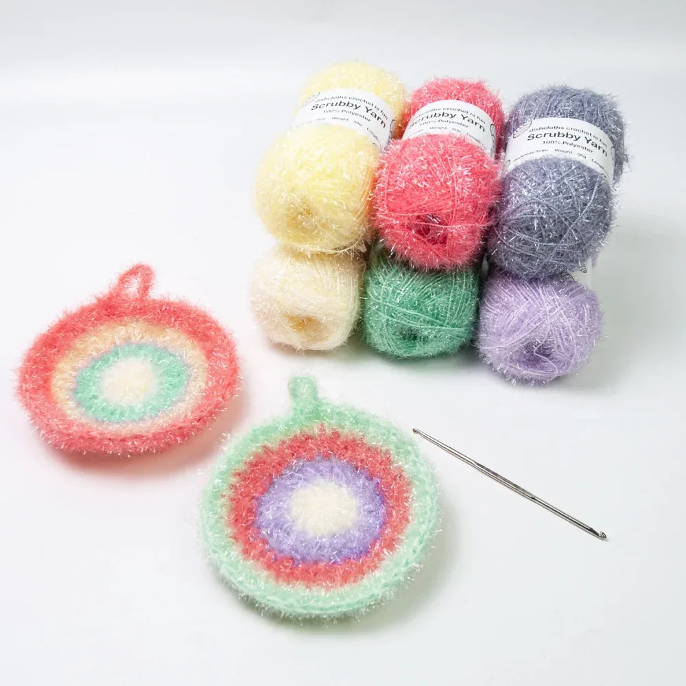 Scrubby Yarn for Scrubbies 6pcs Scrubbing Yarn Multi Colored