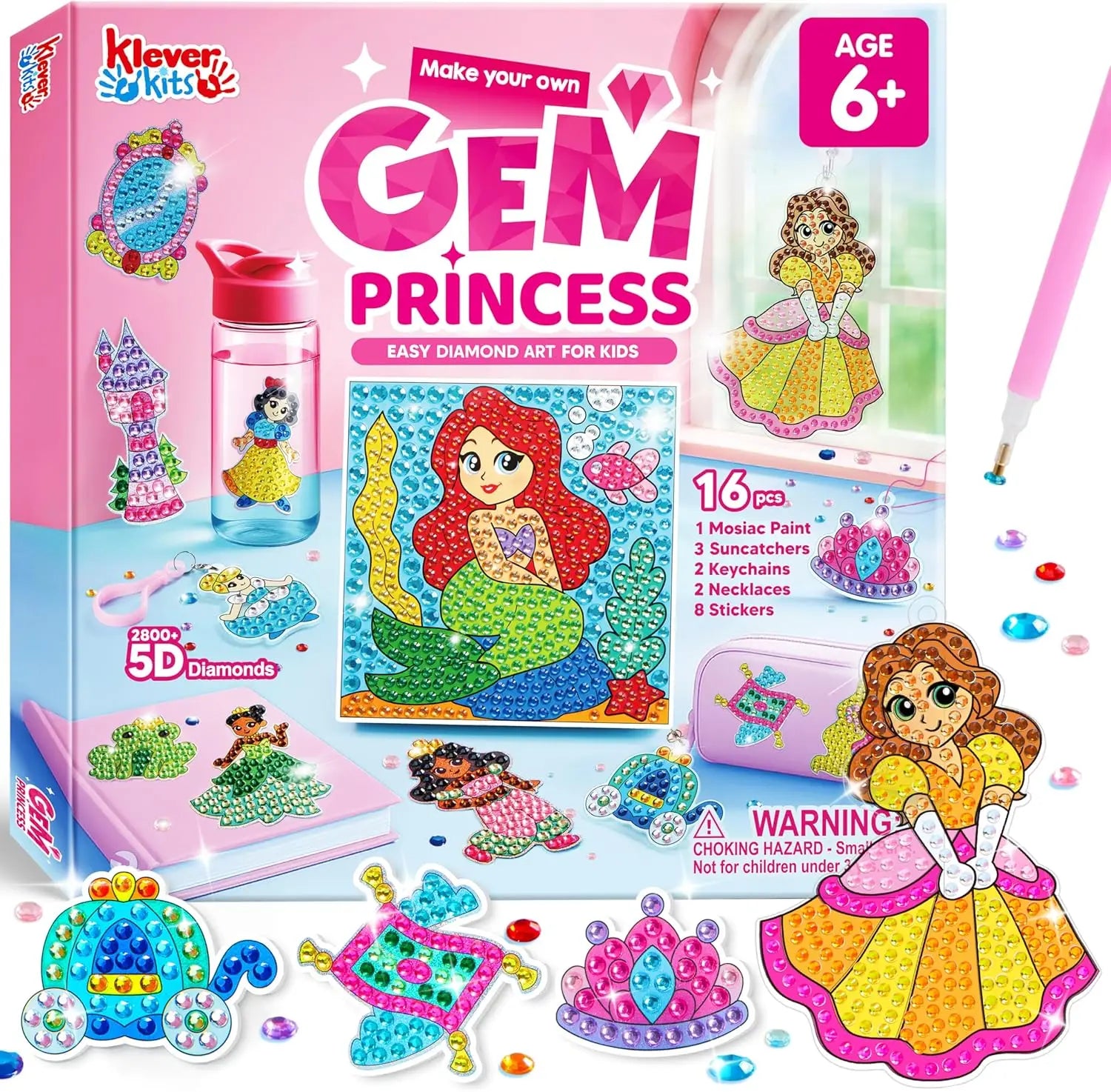 16 Projects Gem Painting Kits Diamond Gem  with 5D Gem for Girls Ages 6-12