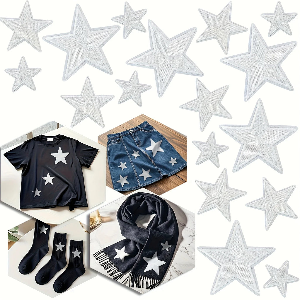 24 pcs Nautical Star Appliqué & Embroidery Patches: