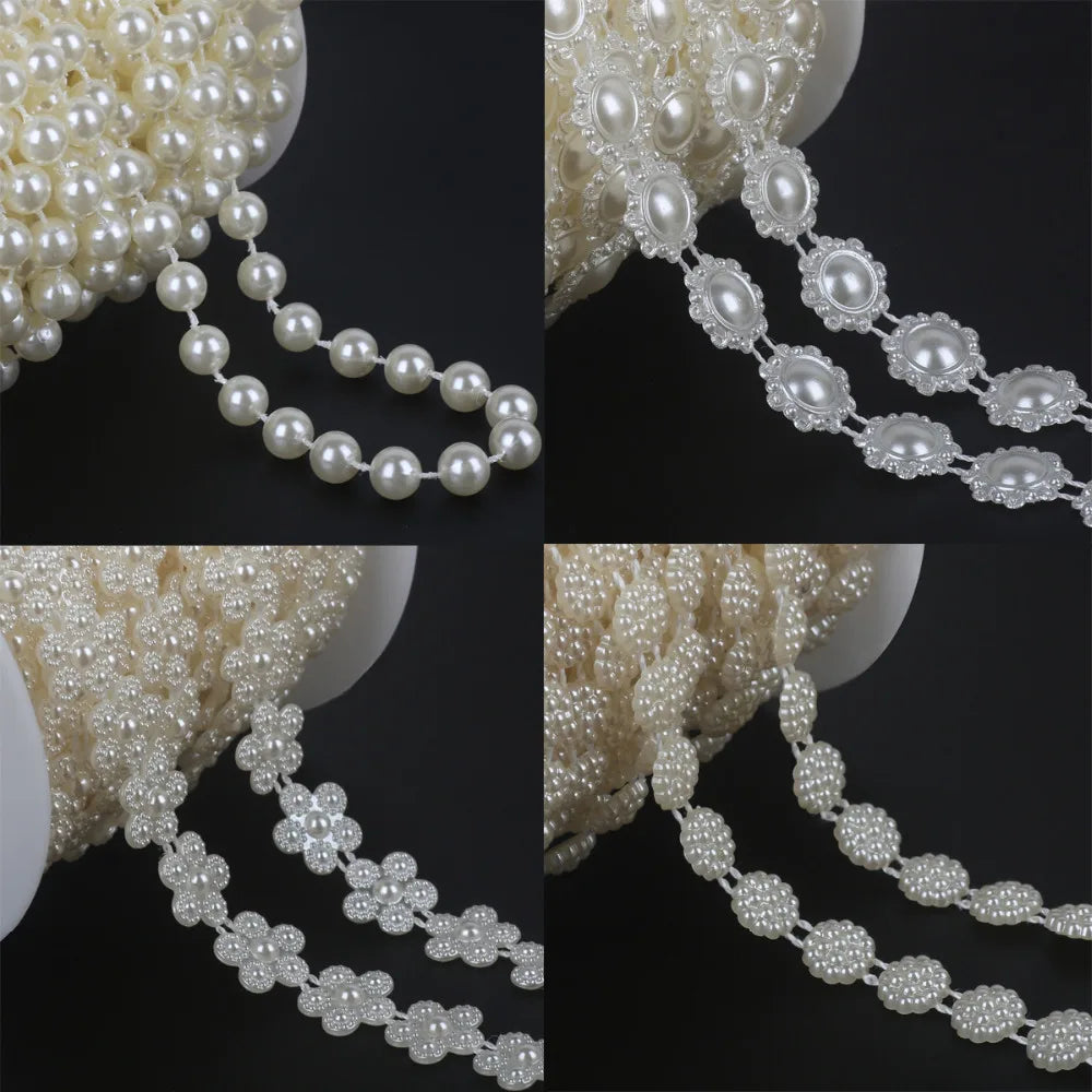 ABS Imitation Ivory Pearl Bead Chain Line Cord Thread Trim for DIY Wedding Party Decoration & Jewelry Findings Craft Accessories