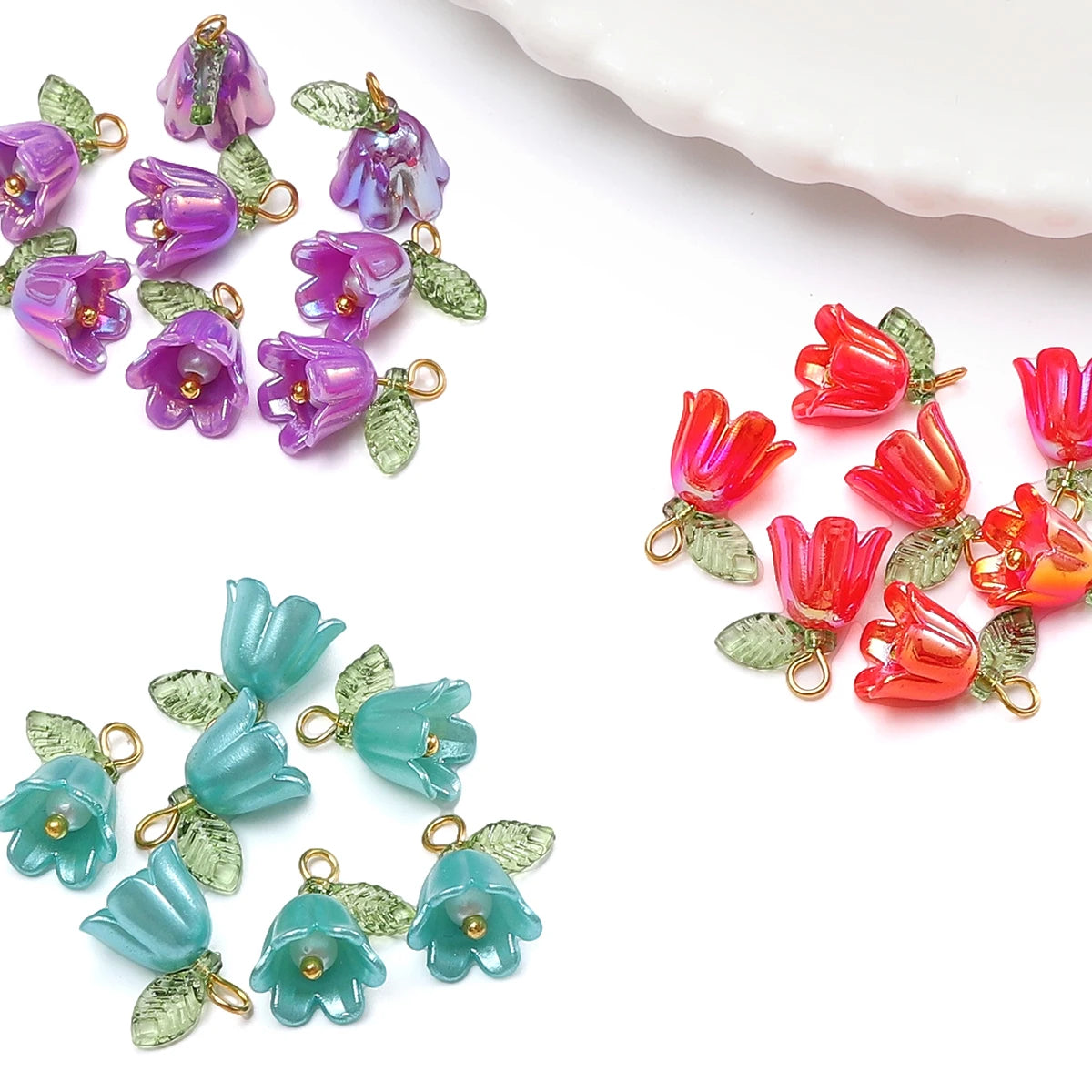 11x14mm 2-10Pcs lily of the valley flower bud beads plated with colored loose beads