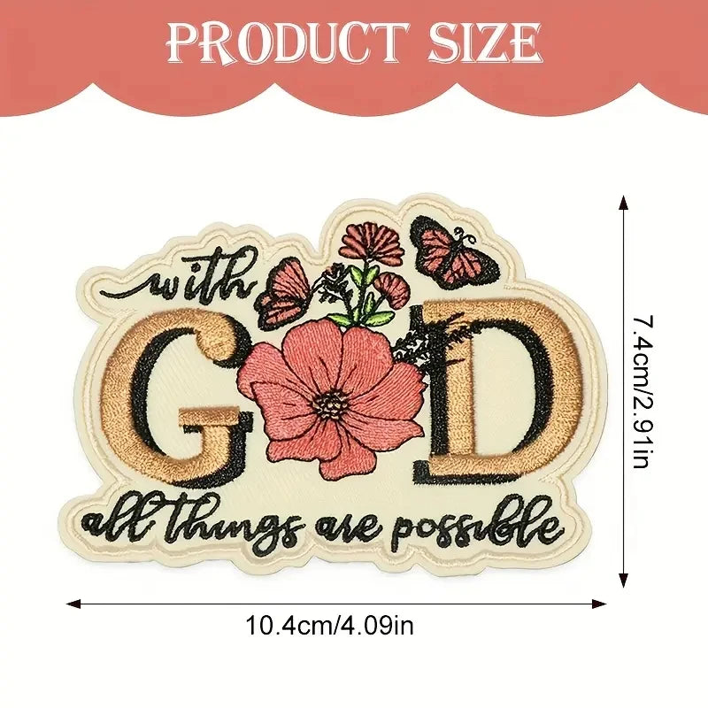 3PCS With God All Things Are Possible Embroidered Patch