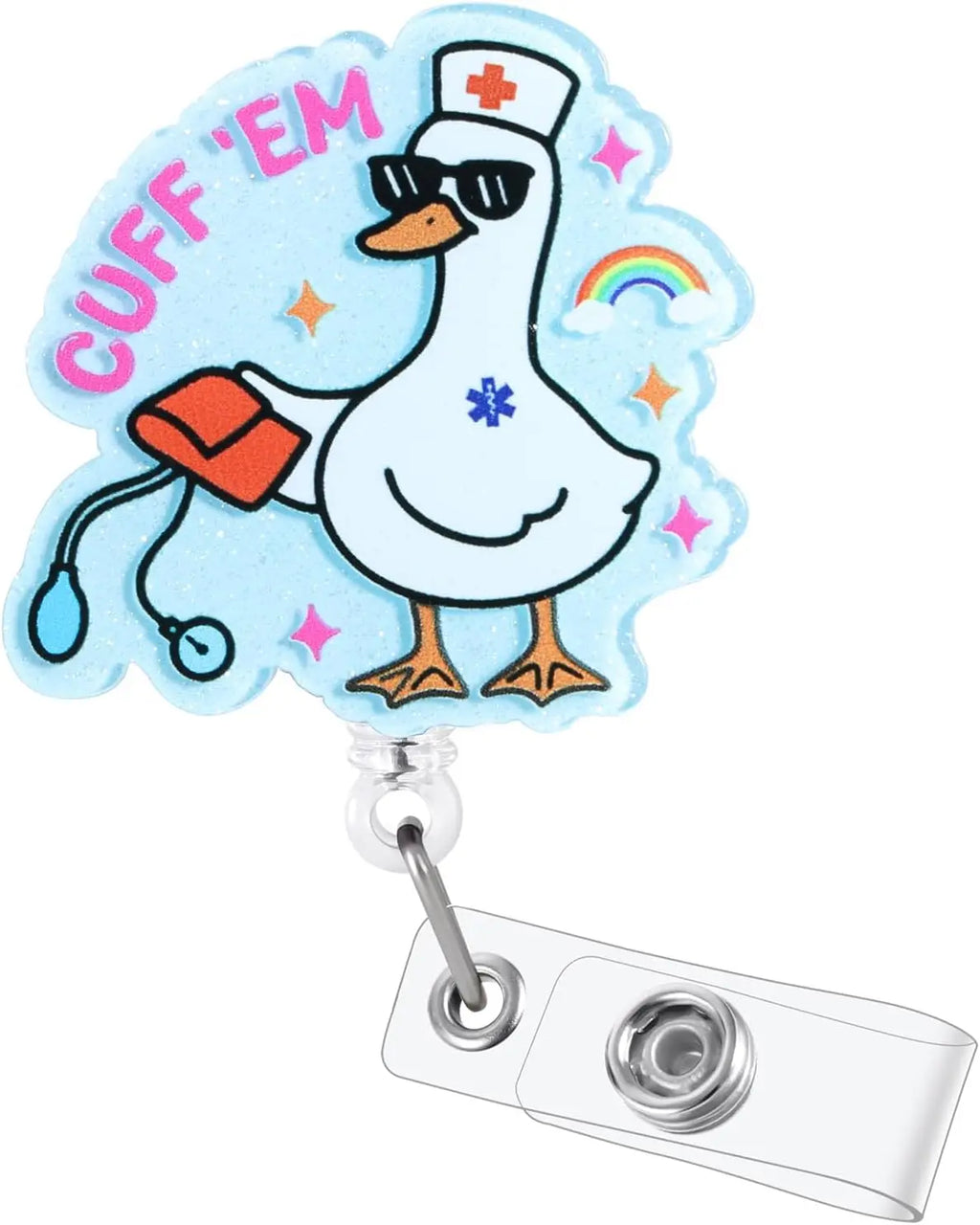 Funny Goose Nurse Badge Reel, Funny Goose Nurse Badge Reel with Retractable Clip for Healthcare Professionals