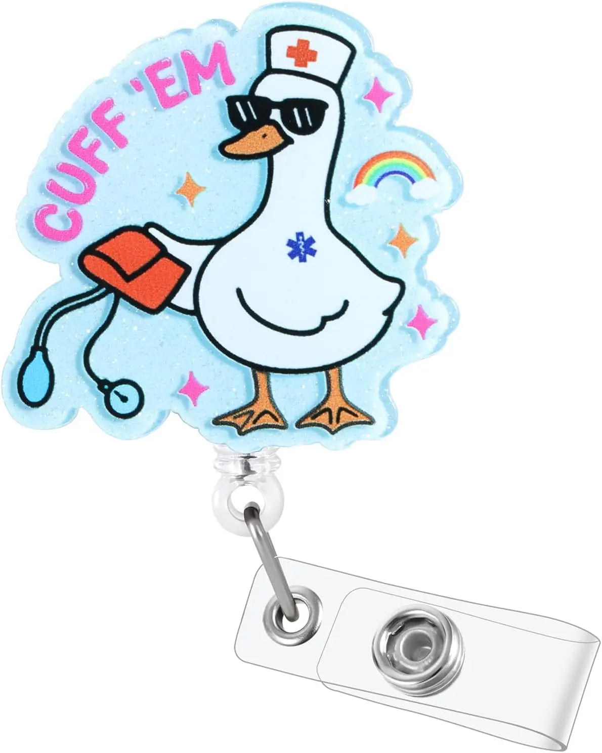 Funny Goose Nurse Badge Reel, Funny Goose Nurse Badge Reel with Retractable Clip for Healthcare Professionals