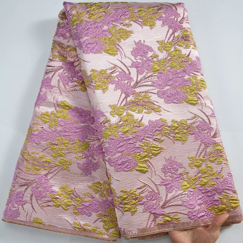 African Brocade Lace Fabrics 2025 Latest Nigerian French Tulle Damask Lace 5 Yards