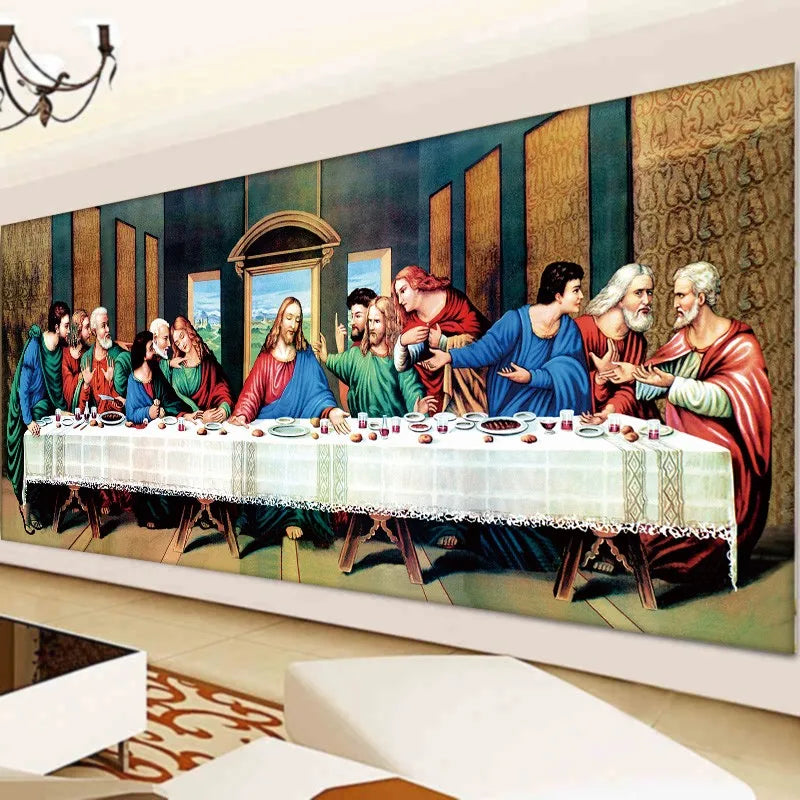 special shaped AB diamond last supper cross stitch embroidery kits 5d 3d wall sticker Jesus religious icon decoration