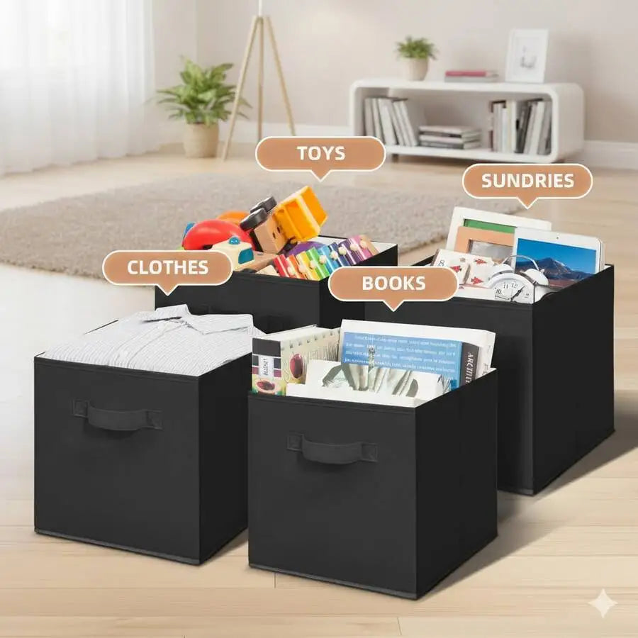 3/6-Pack Collapsible Fabric Cube Storage Box for arts and craft supplies