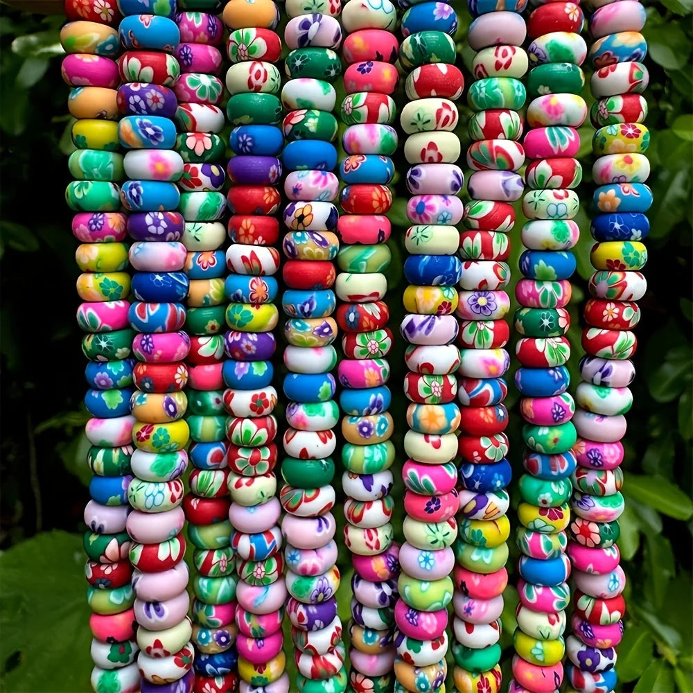 100pcs Colored Clay Beads, Accessories for Necklace Bracelet, Keychain Jewelry Making