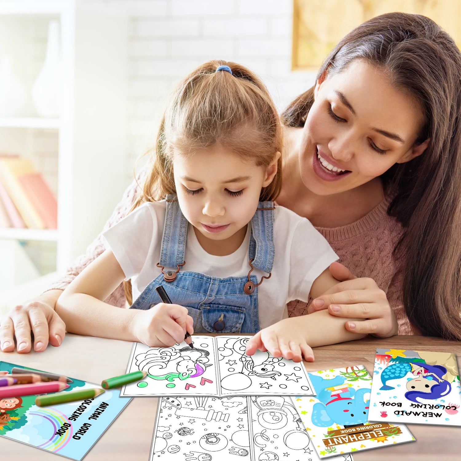 20 Pack Coloring Books for Kids with 20 Stacking Crayons Set, Ages 2-4-8-12 Small Activity Book