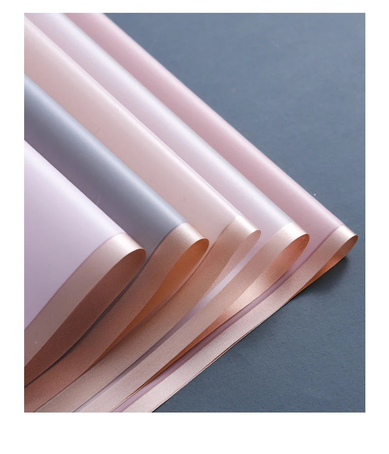 10 Sheets Flower Wrapping Paper with Golden Edges, Waterproof.