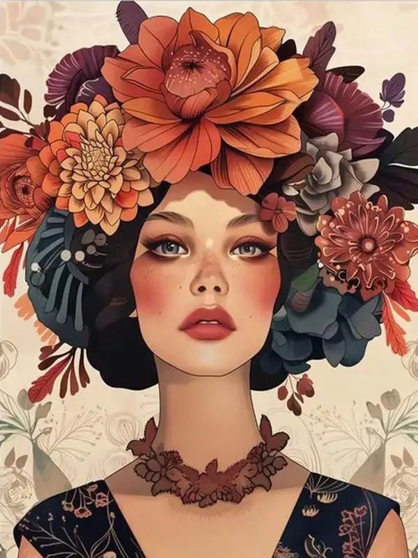 120 Colors Resin DIY Diamond Painting Beautiful Woman with Glasses Flower with Sticker.