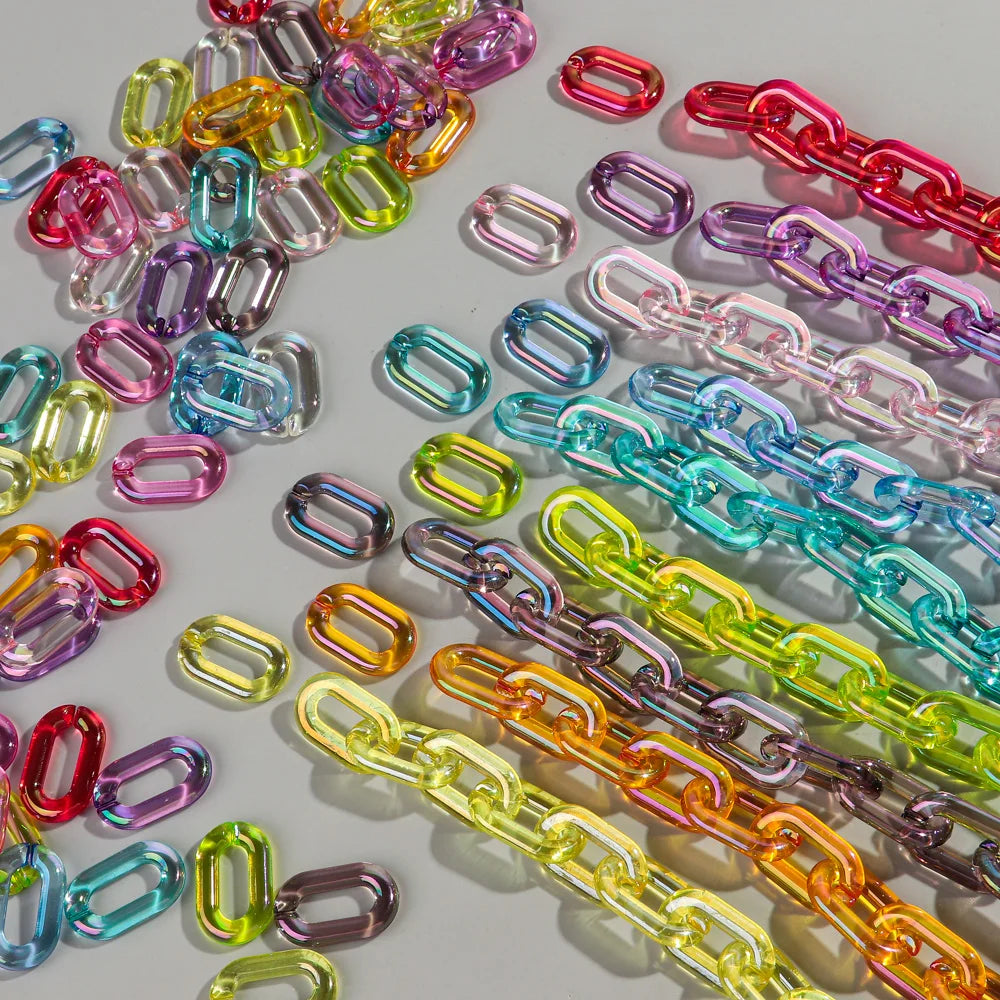 Colorful 20pc Transparent Oval LinkOval Link Chain Beads