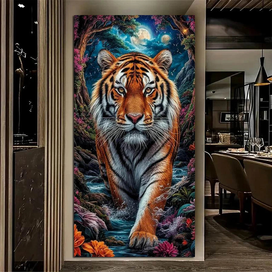 Forest Tiger Large Size DIY Diamond Arts Painting Animals Big Cat Full Square Round Drill Mosaic Embroidery Picture