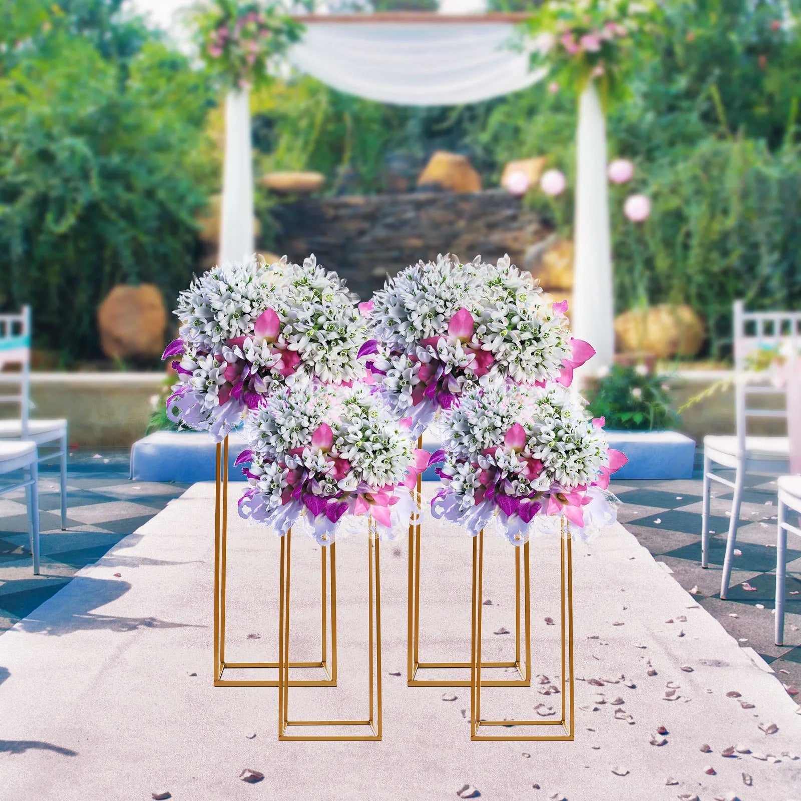 4 Piece Gold 
Flower Stand Set  Tall  DIY Decoration Holder