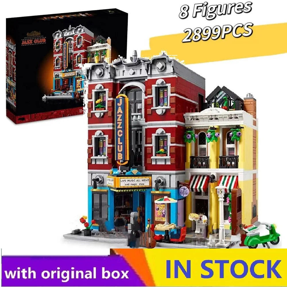 Creating Jazz Club Expert Pizza Shop House Building Blocks Street View Toys Christmas gift
