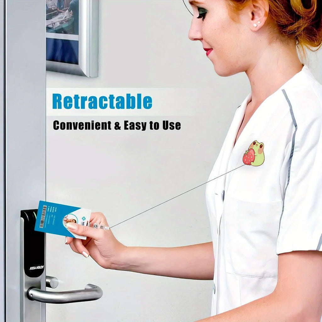 Frog & Mushroom Badge Reel. Cute retractable ID clip for nurses, doctors & office workers.