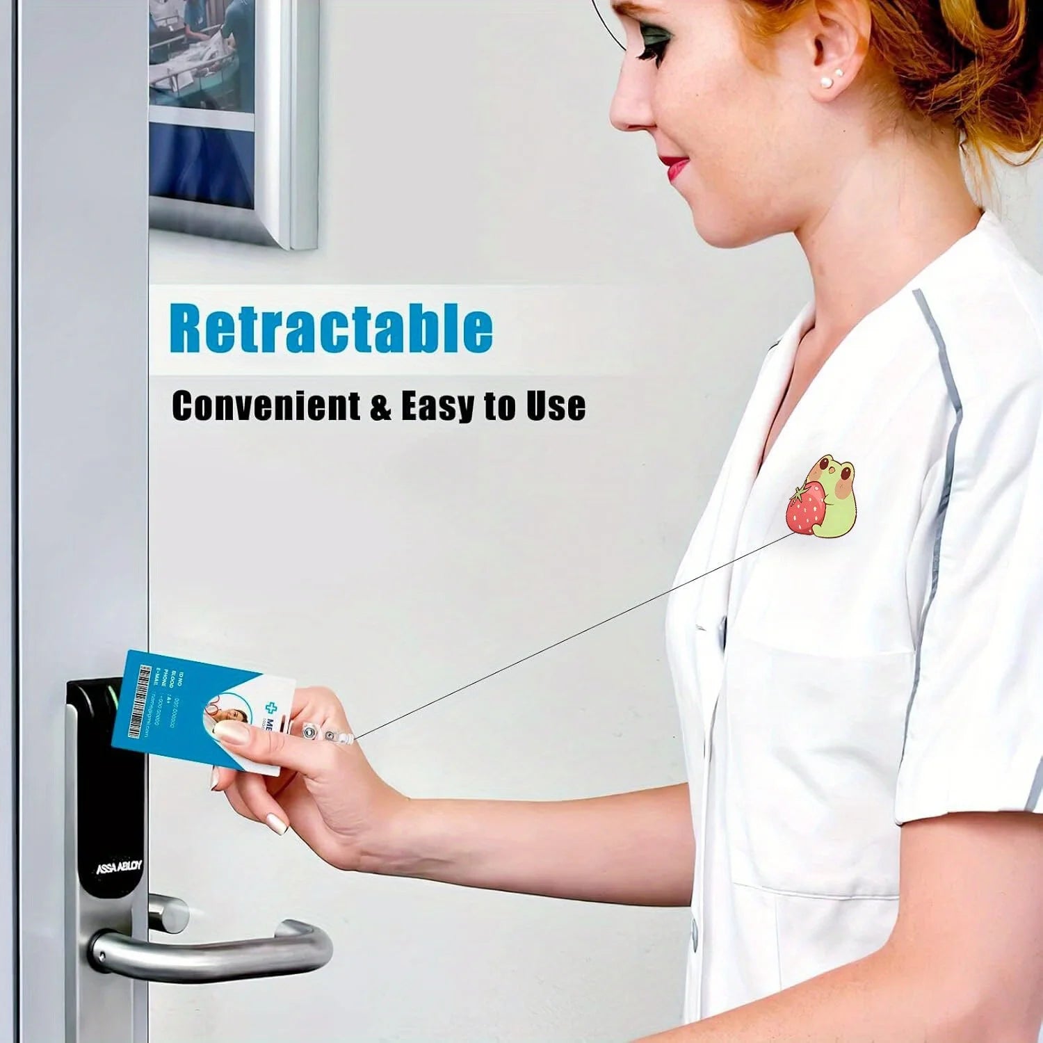 Frog & Mushroom Badge Reel. Cute retractable ID clip for nurses, doctors & office workers.