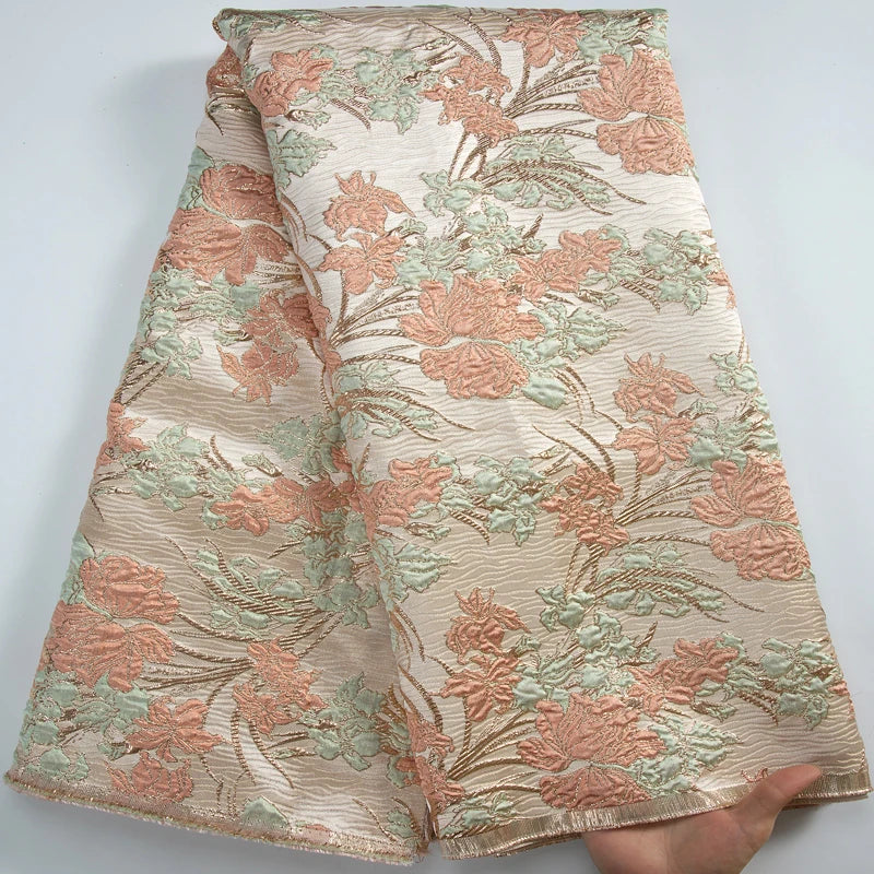 African Brocade Lace Fabrics 2025 Latest Nigerian French Tulle Damask Lace 5 Yards