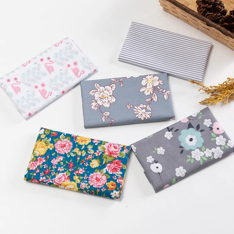 5Pcs/Set 25cmX25cm  Quilting Cloth Patchwork Needlework Handmade DIY Material