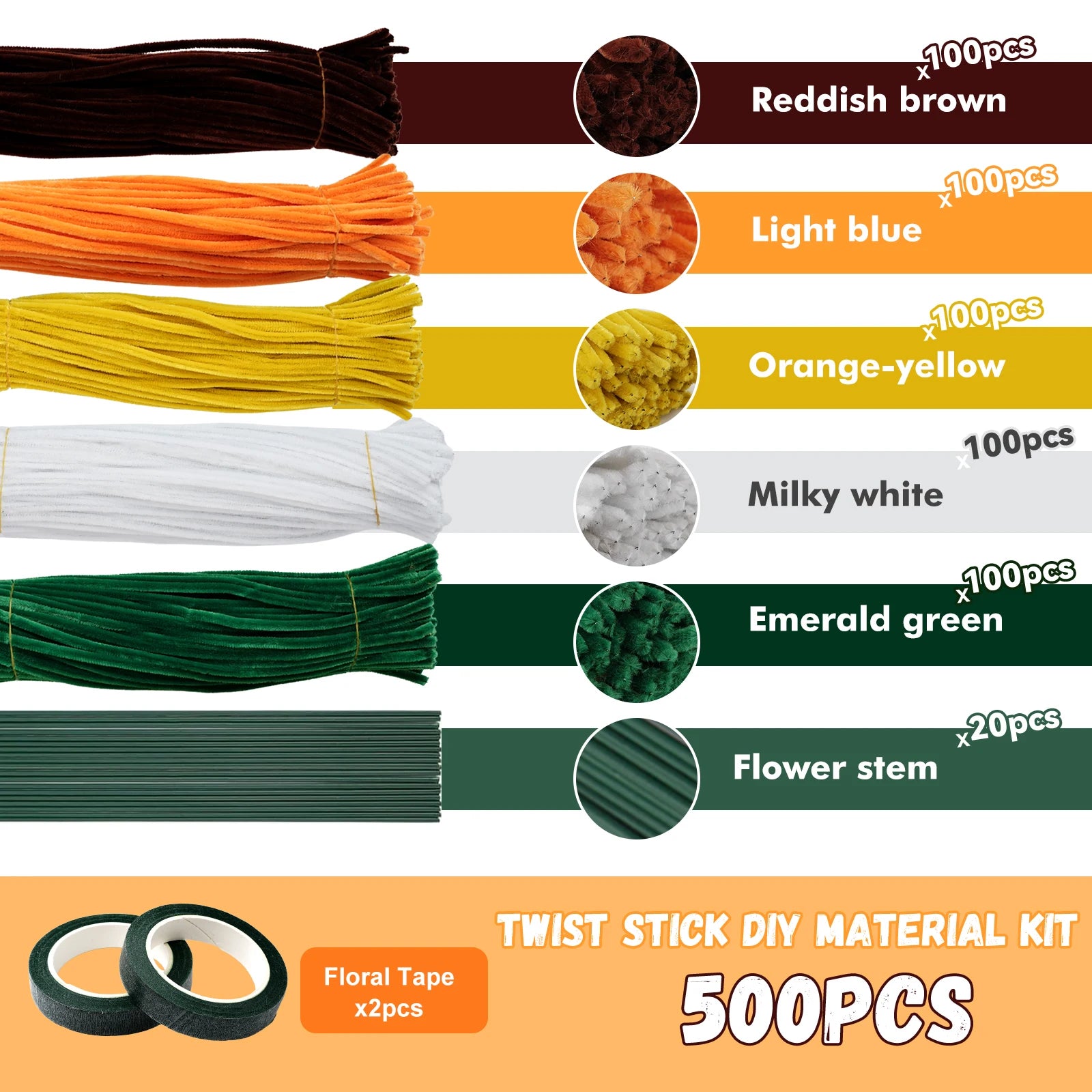 500pcs Pipe Cleaners Chenille Stems