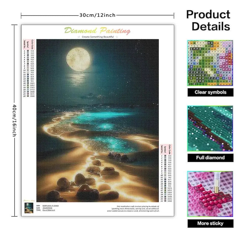 5D DIY Diamond Painting Moonlight Beach Diamond Art Kits.