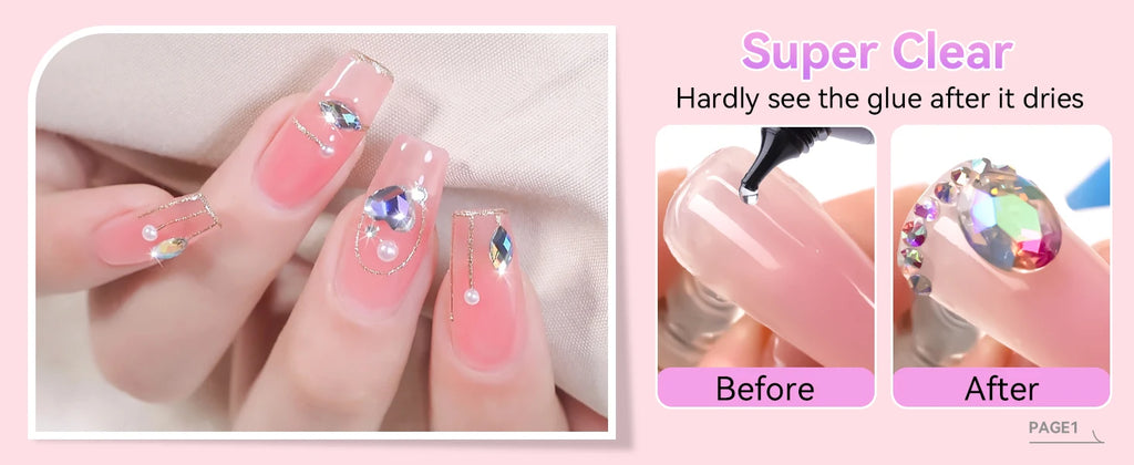 Nail Rhinestone Glue Set - for 3D Art Design Super Strong Adhesive