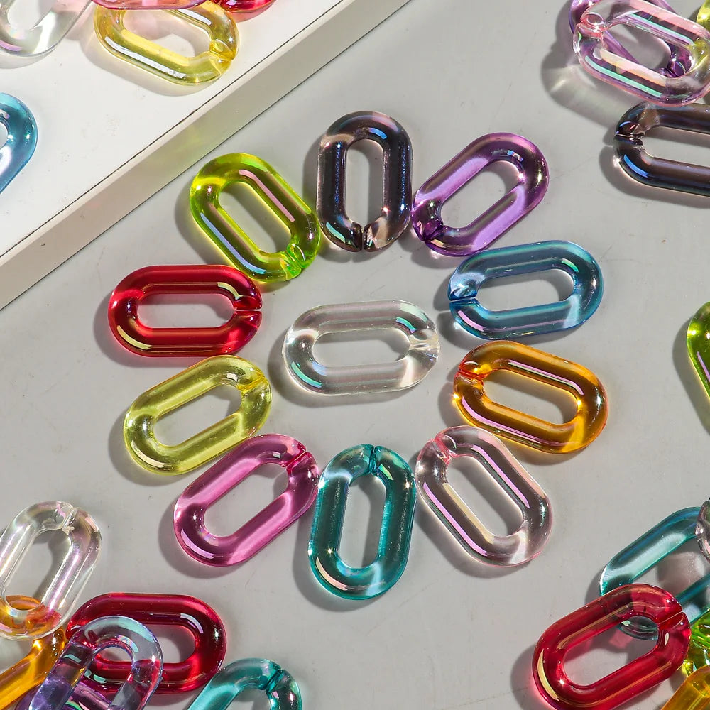 Colorful 20pc Transparent Oval LinkOval Link Chain Beads
