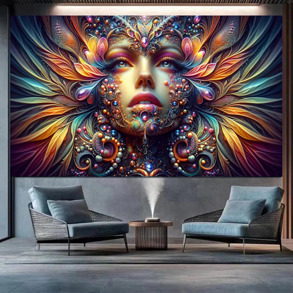 Vibrant Colors Abstract Woman Face, New 2026 Large Size Full Diamond Painting DIY Diamond Art Mosaic Embroidery for Home Decor