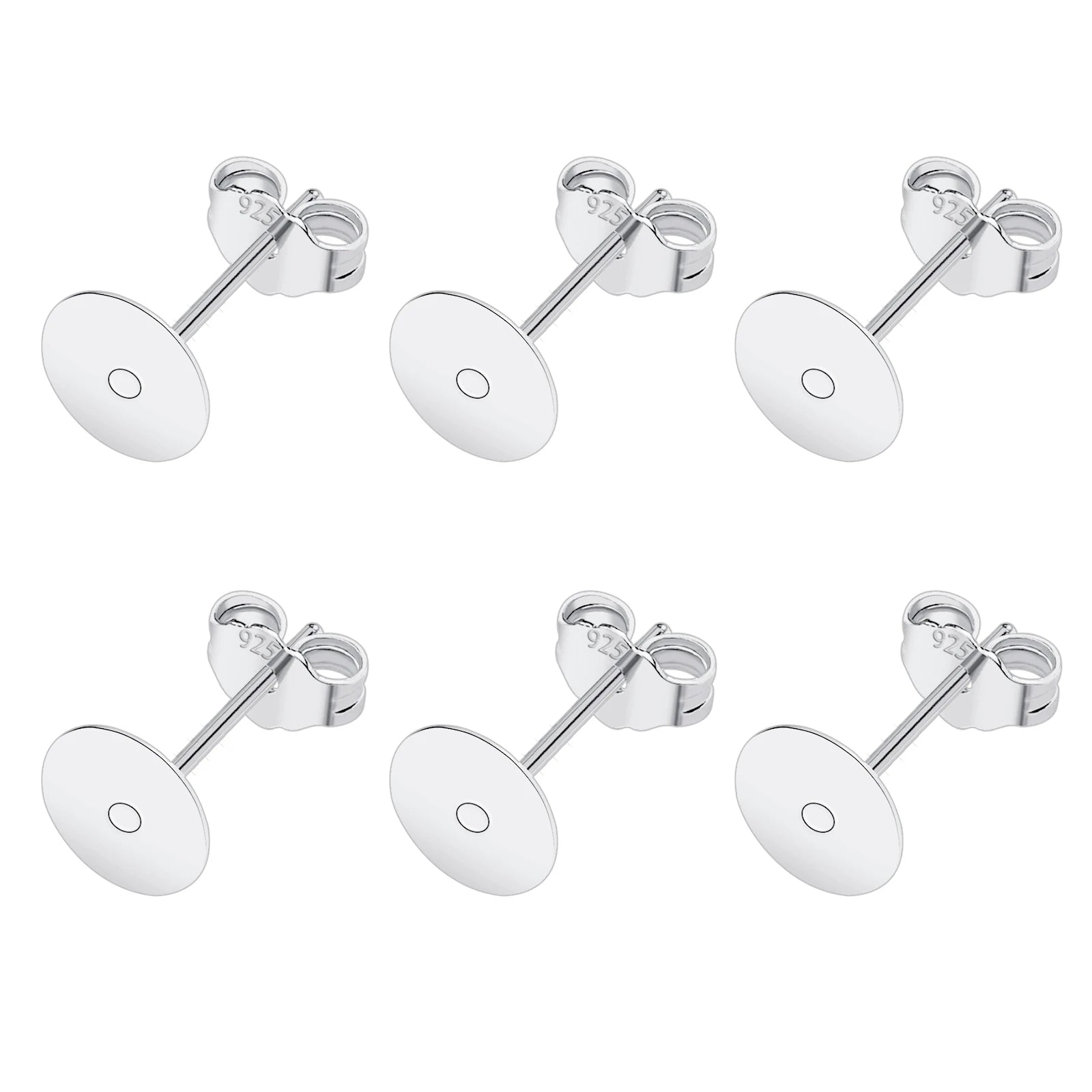 50pcs/Bag 925 Silver Stainless Steel Earring Studs Blank Post Base Pins With Earring Plug