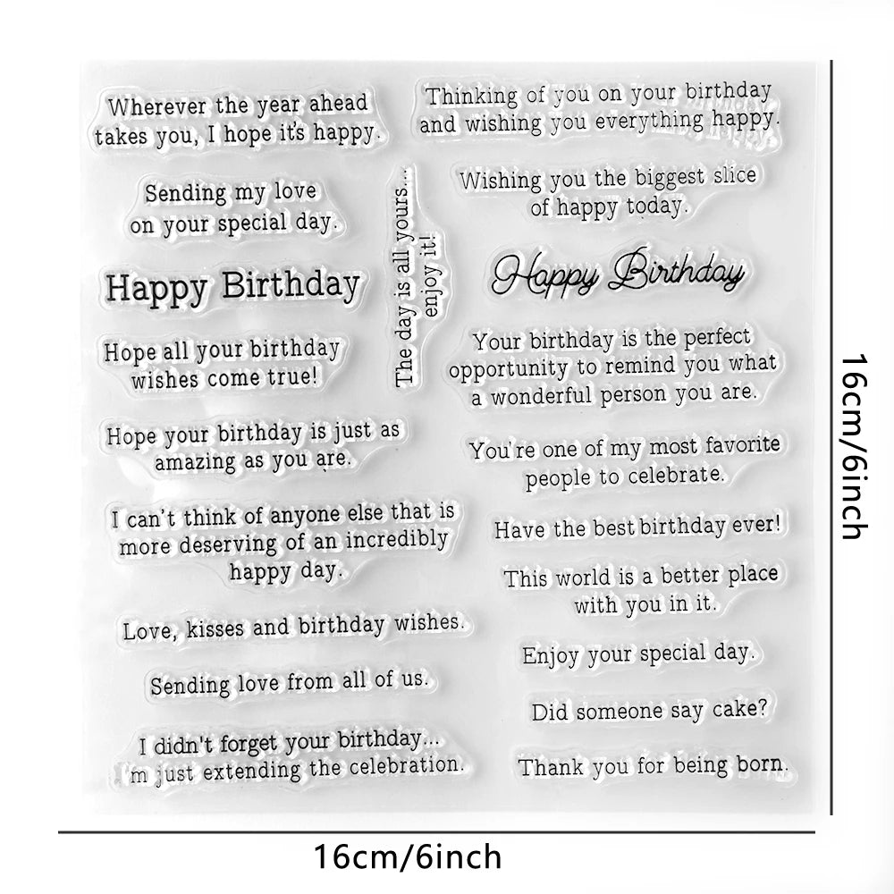 Happy Birthday Sentiments Transparent Clear Stamps and Cutting Dies For DIY Craft Making Card Photo Album Scrapbooking Decoratio