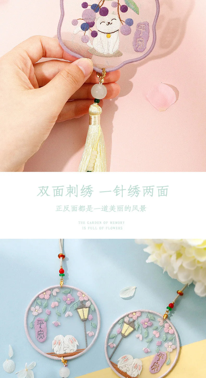 Car Pendant Needlepoint for Beginner Handmade, DIY Needlework Easy Embroidery Kit Sewing