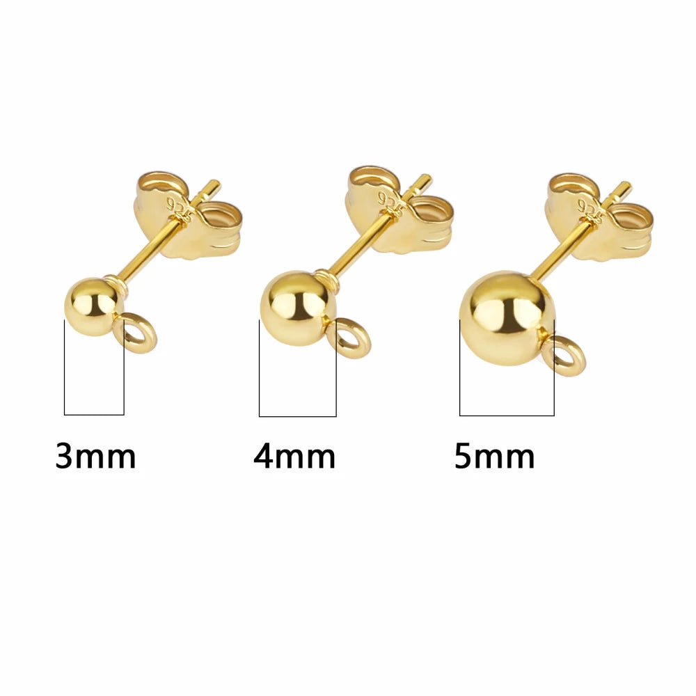 50pcs/Bag 925 Silver Stainless Steel Earring Studs Blank Post Base Pins With Earring Plug