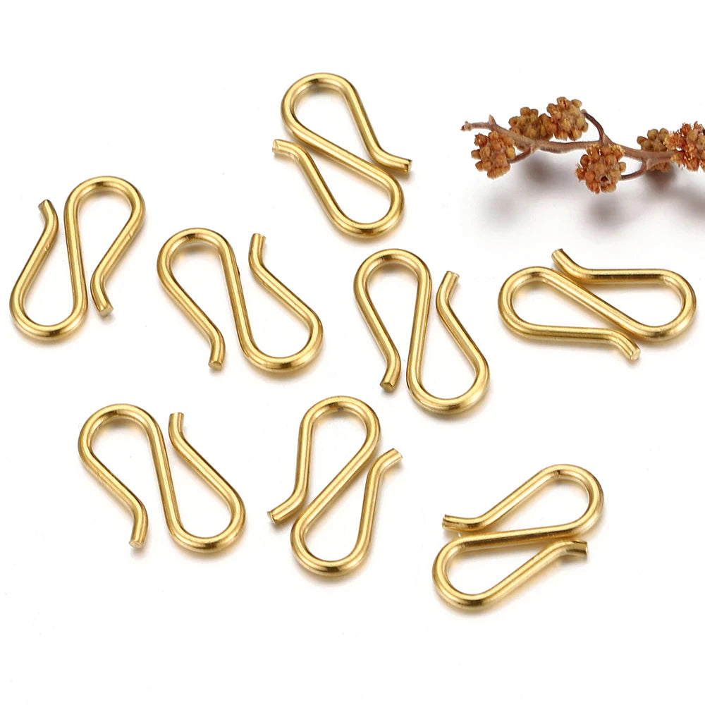 20pcs Stainless Steel Gold Color S Shape Clasps DIY Necklace Hooks Connectors