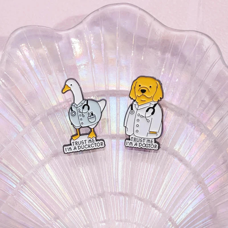 Stethoscope First Aid kit Cat Nurse Dog Doctor Animal Patient Medical Badge  Metal Pin