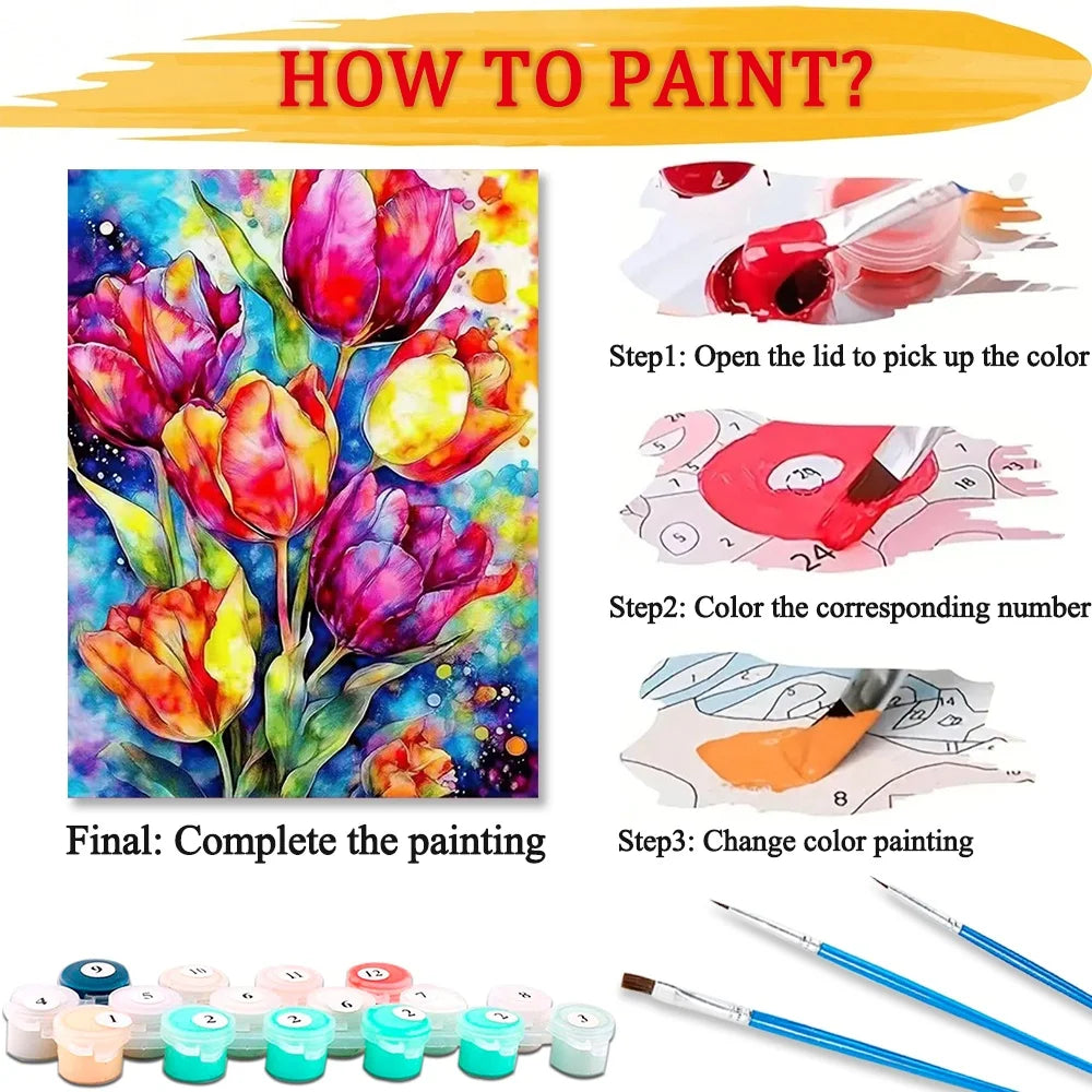 Tulip Paint By Numbers For Adult Flower