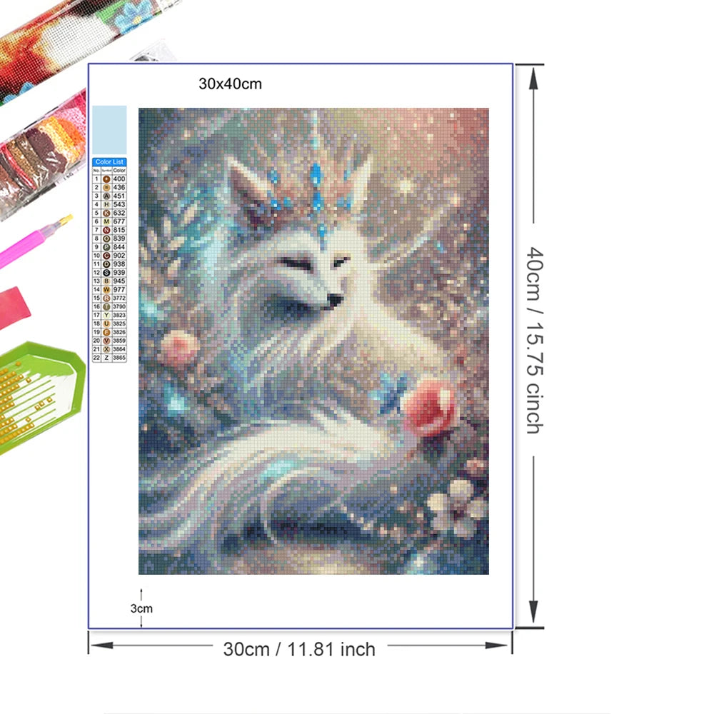5D DIY Diamond Painting Cross Stitch Animal Fox