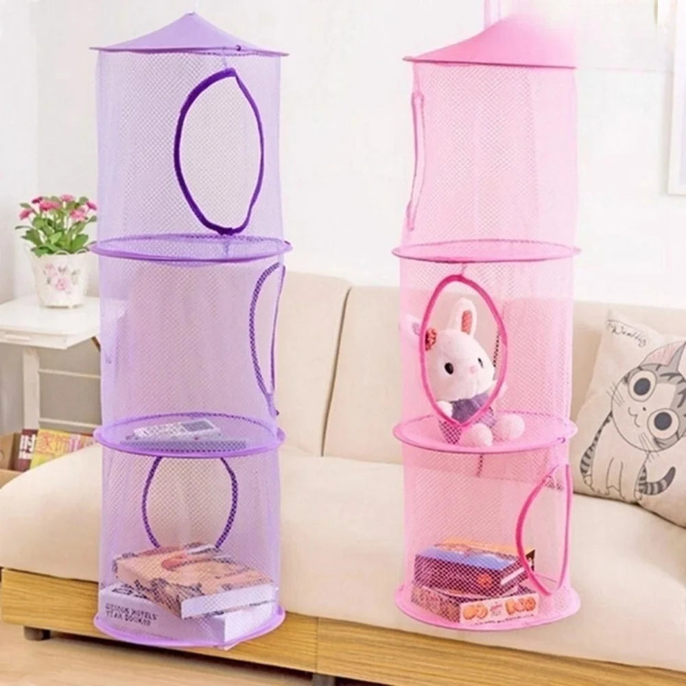 Net Hanging Multi-layer Storage Hanging Cage Cylindrica, Kid Toy , crafts Basket
