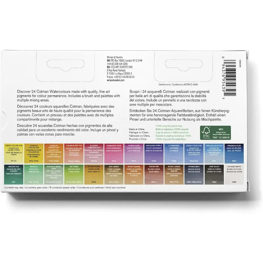 Cotman Watercolor Paint Set Studio Set 24 Half Pans